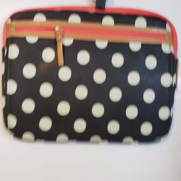 Polka Dot Laptop Sleeve tablet front pocket zippered black white pink+ - Picture 3 of 13